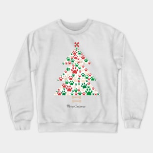 Christmas tree made of pet paw prints Crewneck Sweatshirt